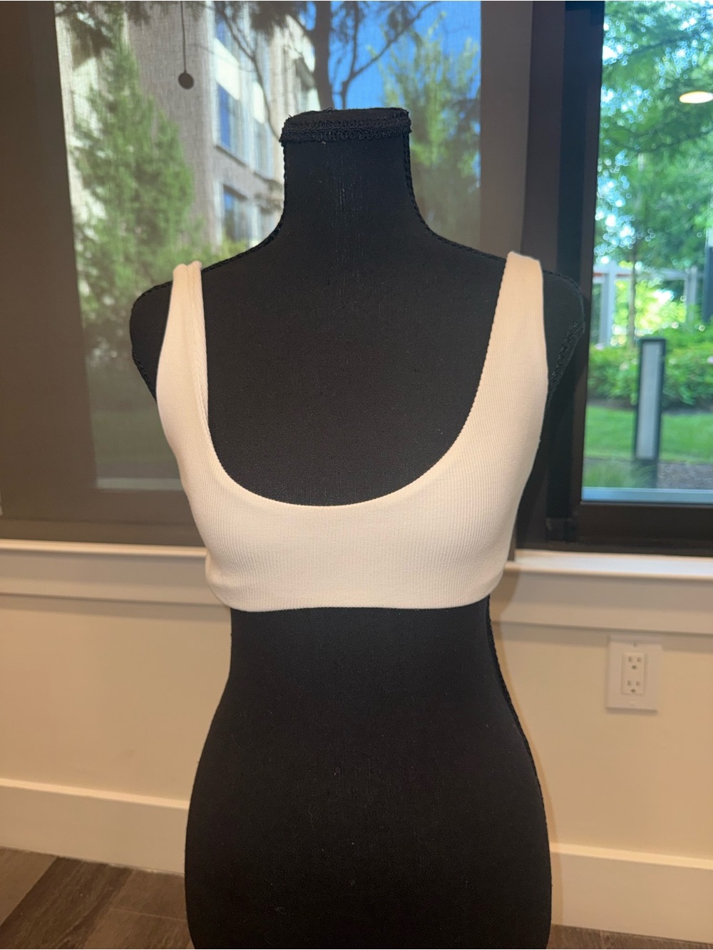 Oh Polly White Scoop Ribbed Bralette